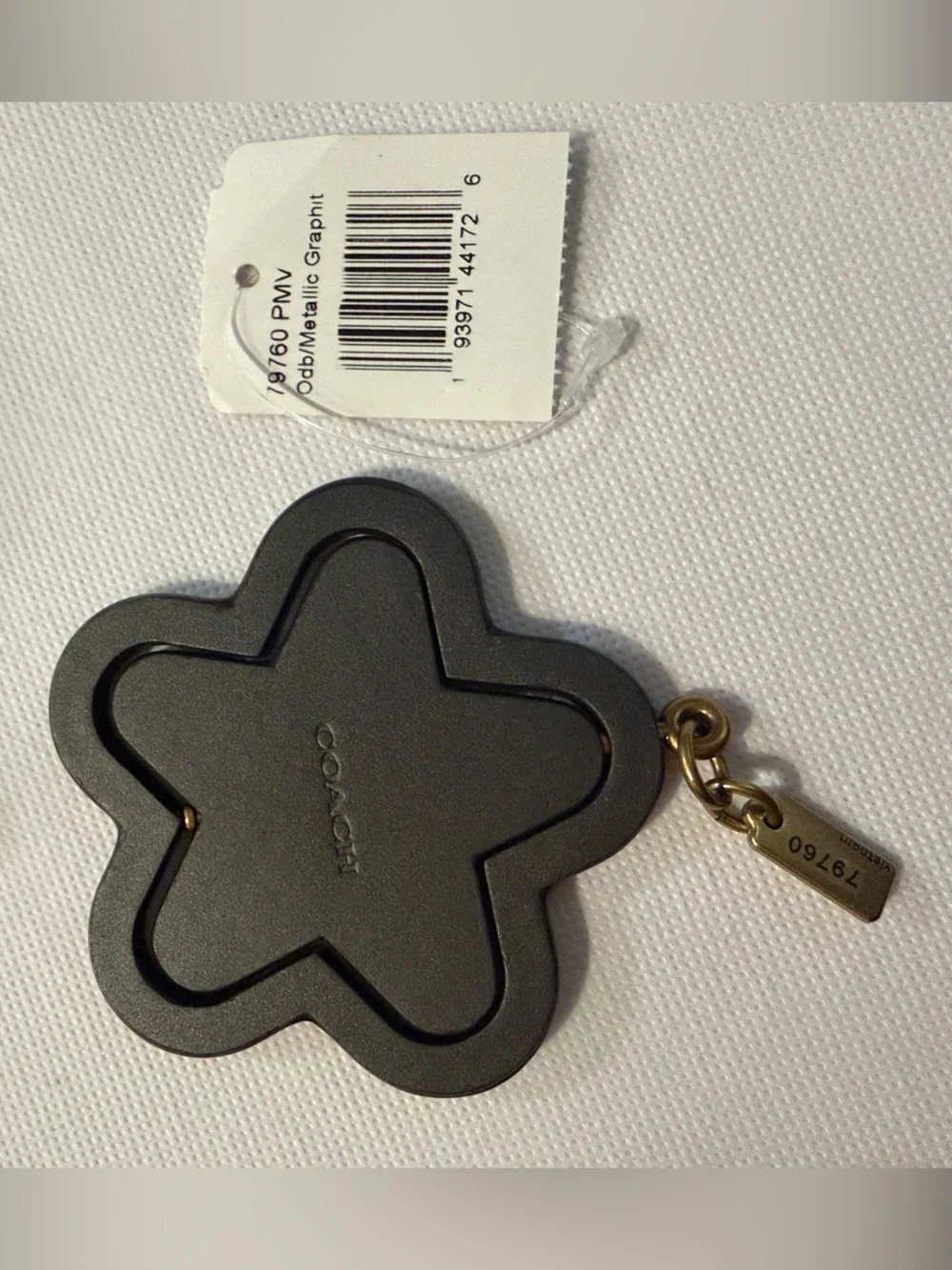 Coach Brown and Graphite Star Flower Bag Charm